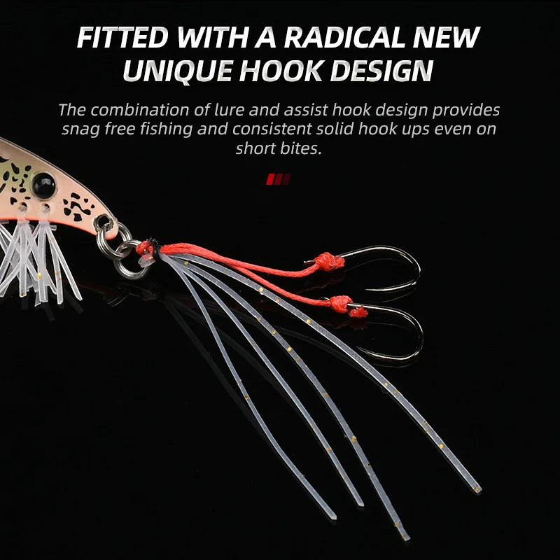ALLBLUE Crazy Shrimp Metal VIB Lure | 7g / 14g | Sinking Blade Spoon | Assist Hook & Rubber Skirt | Bass & Predator Bait