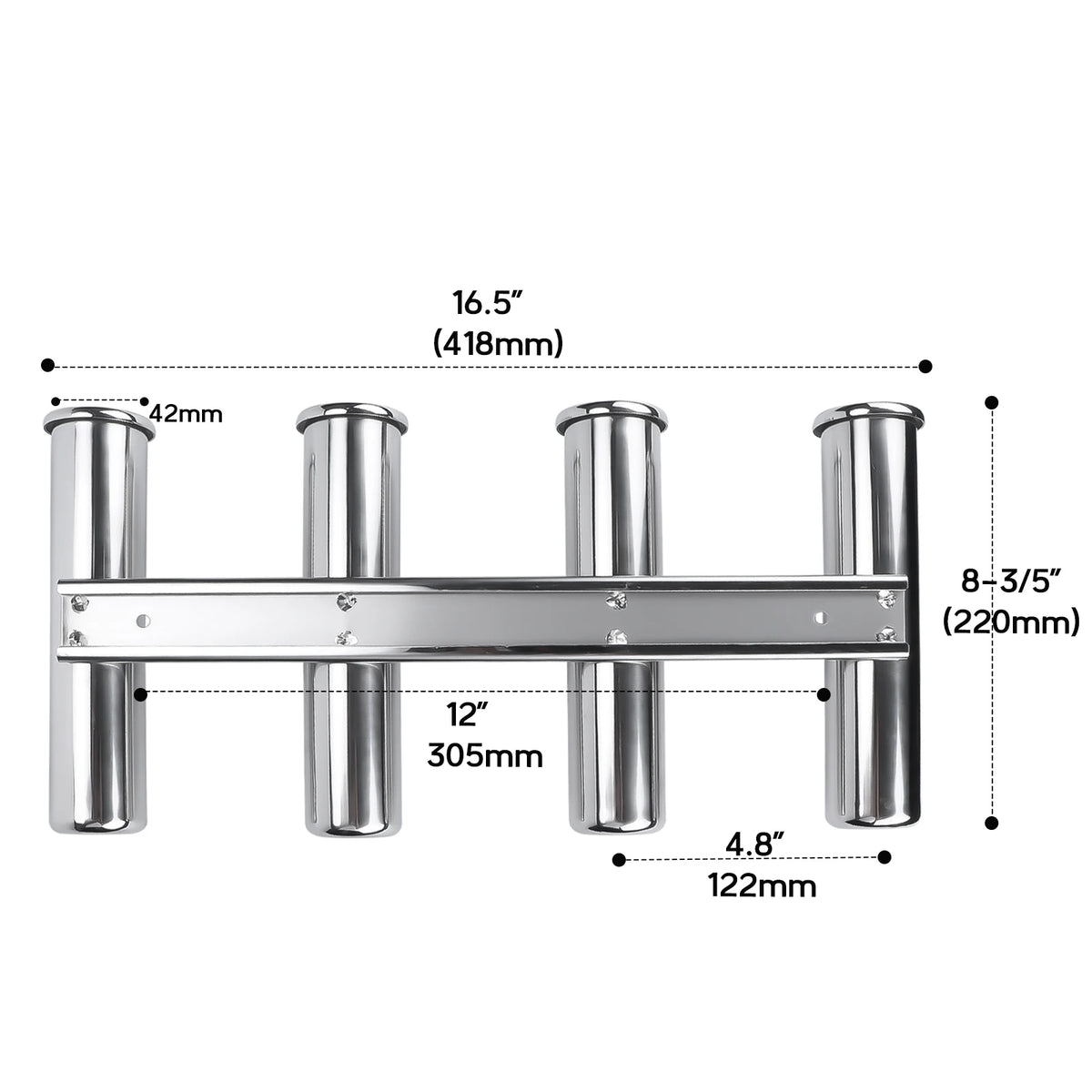 Stainless Steel Boat Fishing Rod Holder Rack | 3-Rod / 4-Rod Wall Mount