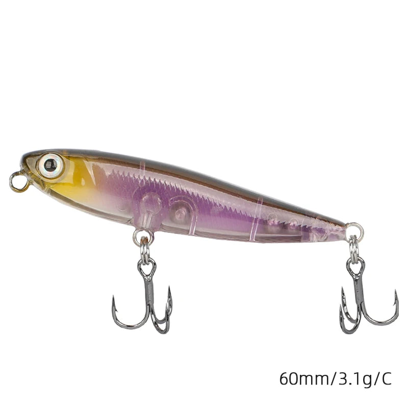 TSURINOYA DW64 Topwater Pencil Lure | 60mm 3.1g Floating Walk-the-Dog Hardbody