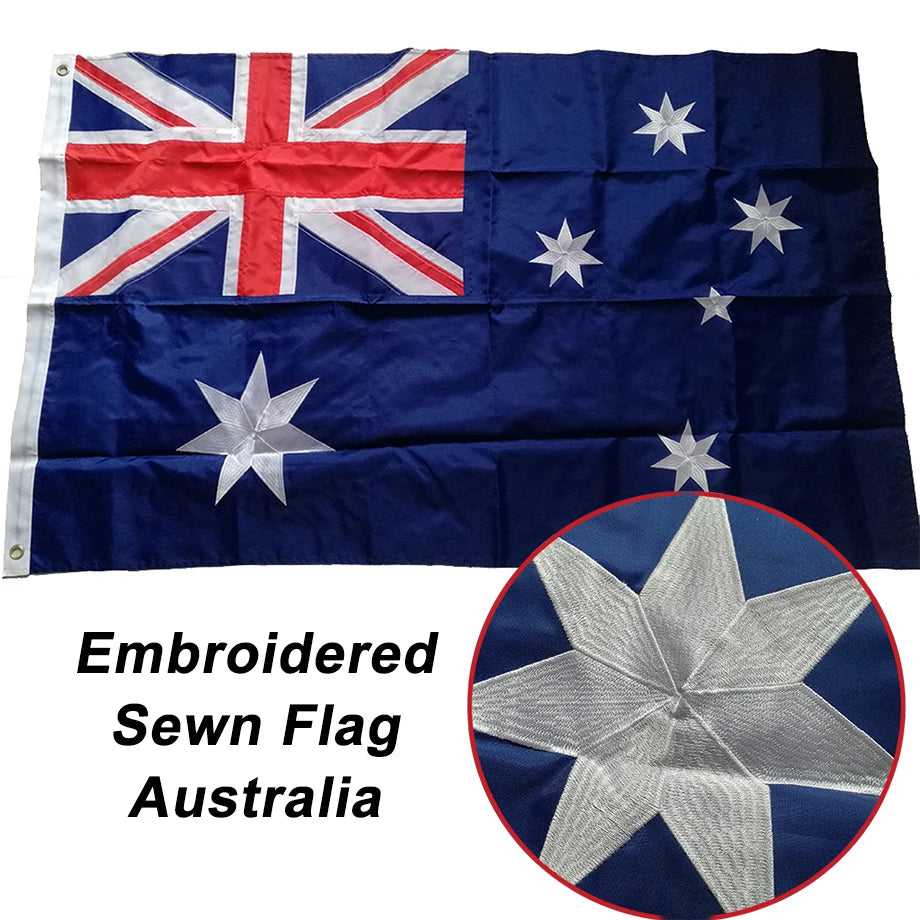 True Blue 3×5ft Embroidered Aussie Flag – Tough Sewn Build for Boats & Camps
