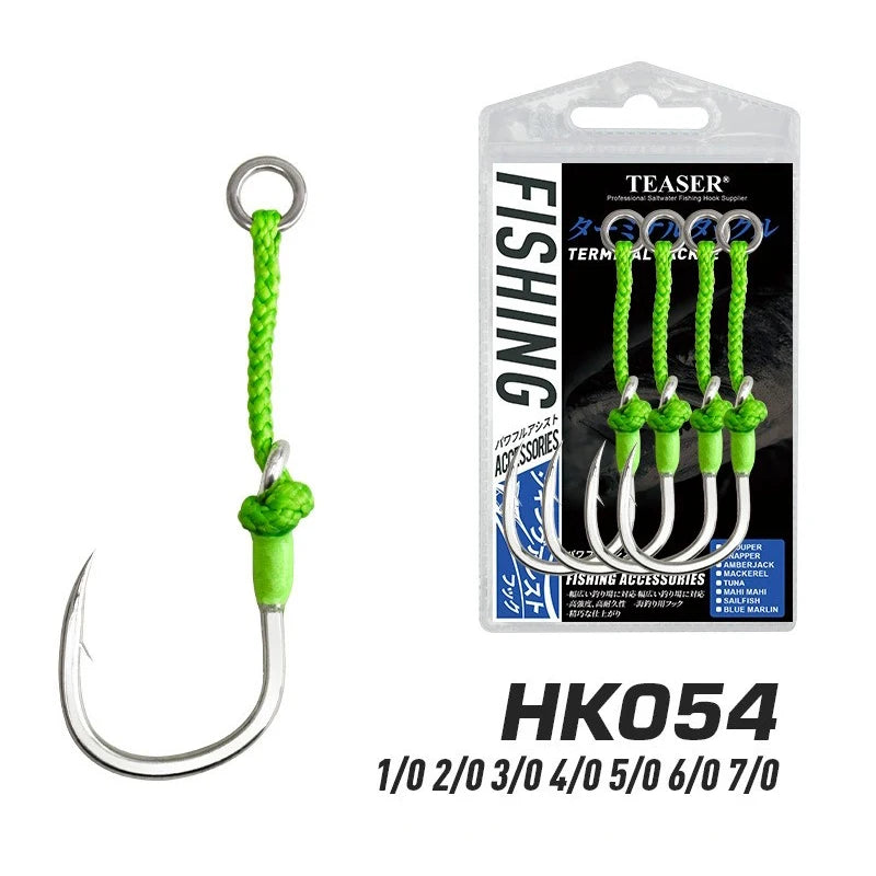 4-Pack Heavy-Duty Jigging Assist Hooks | High Carbon Steel | 1/0–7/0