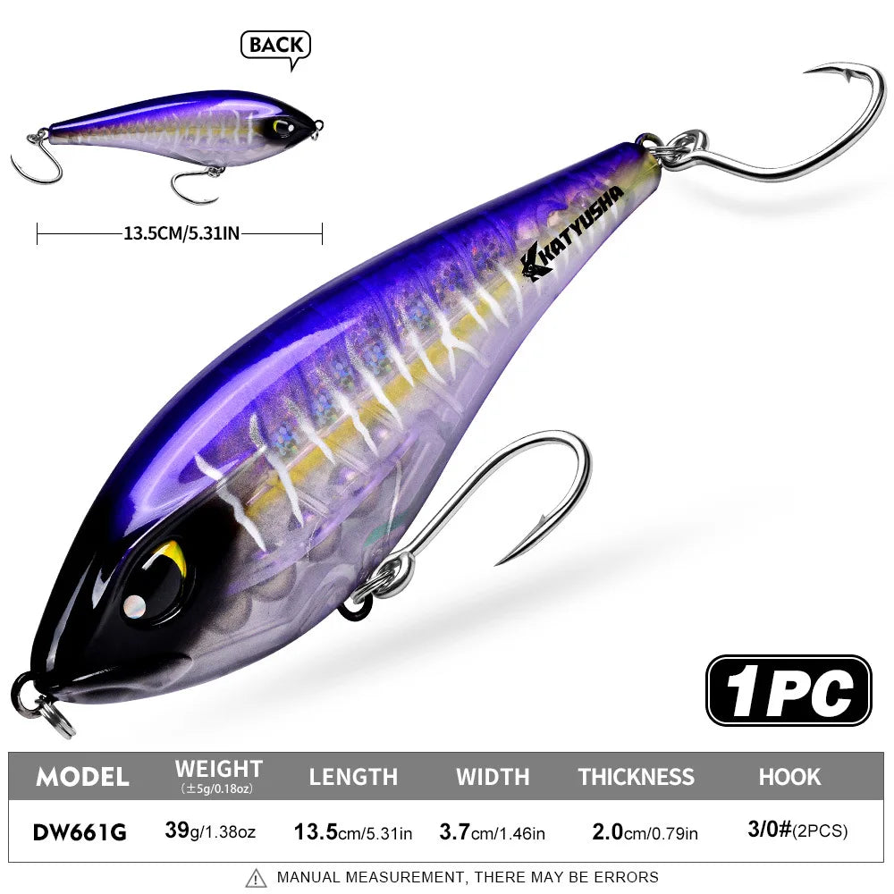 Heavy-Duty Sinking VIB Pencil Lure | 39g / 125g | Long-Cast Offshore Hard Bait