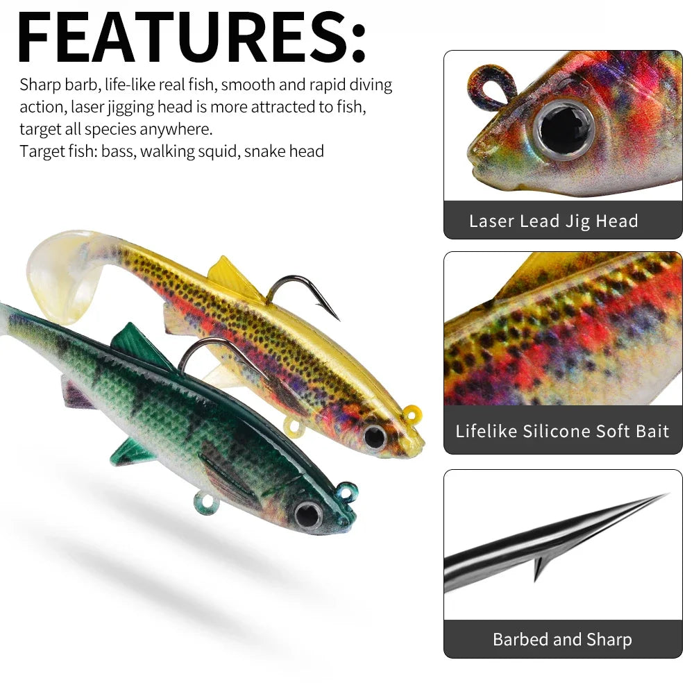 PROBEROS Paddle Tail Soft Swimbaits | 5 Pack | 80–130mm | 9.5–28g
