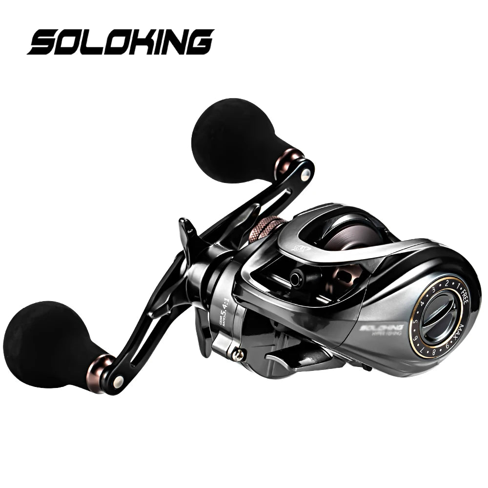 SOLOKING HIAW200 Baitcasting Reel – Dual Gear Ratios (5.4 & 7.2), 11+1 Bearings for Sea & Boat Fishing