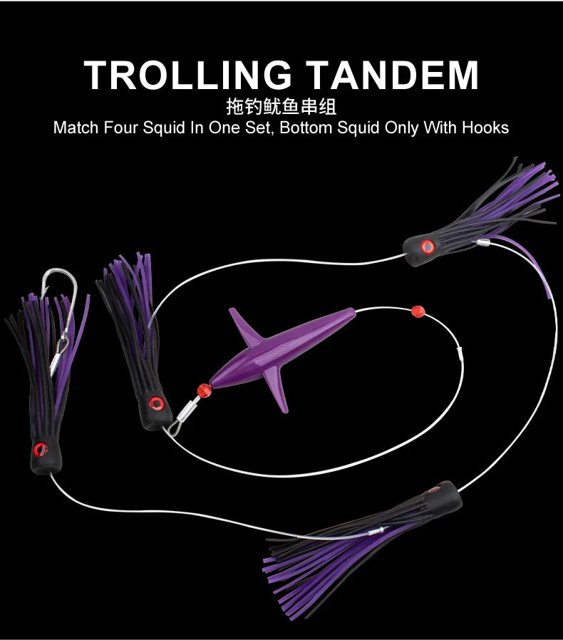 TEASER TR006-C Daisy Chain Bird Teaser | Feather Trolling Lure Set | Rigged Offshore Lure