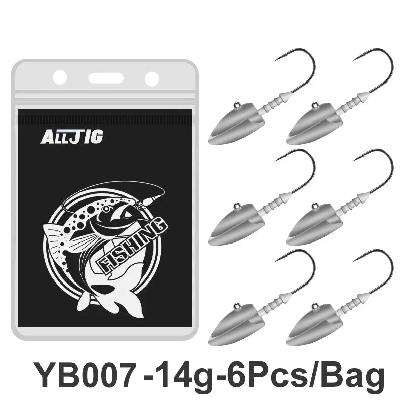 TEASER Bullet Jig Head Hooks | 6 Pack | 3.5–14g | Screw-Lock Soft Plastic Jig Heads