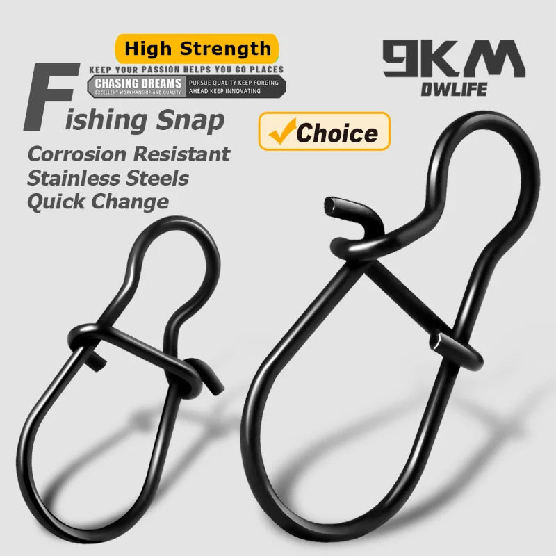 Duo Lock Fishing Snaps – 50–100 pcs Stainless Steel Quick Clips (8–20 mm, Rust-Resistant)