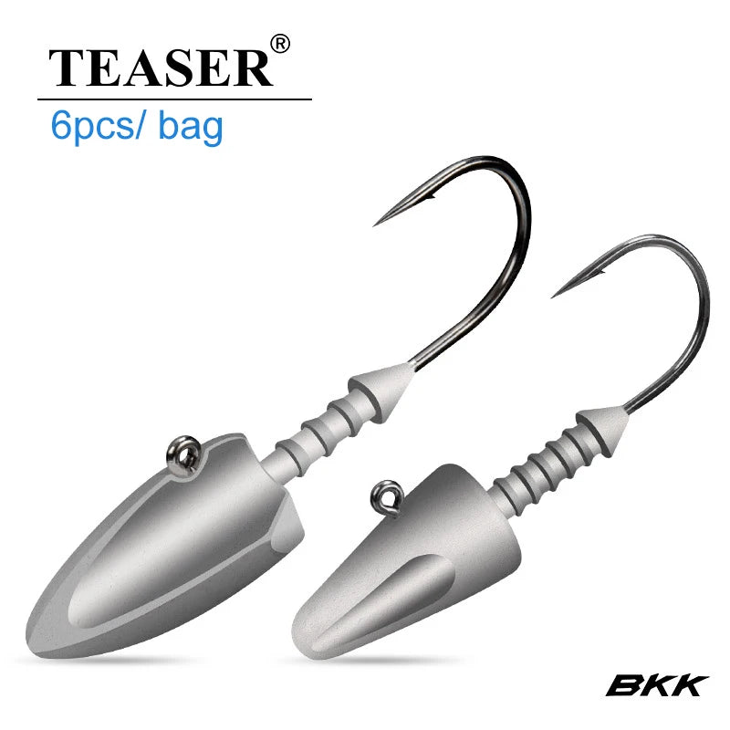 TEASER Bullet Jig Head Hooks | 6 Pack | 3.5–14g | Screw-Lock Soft Plastic Jig Heads