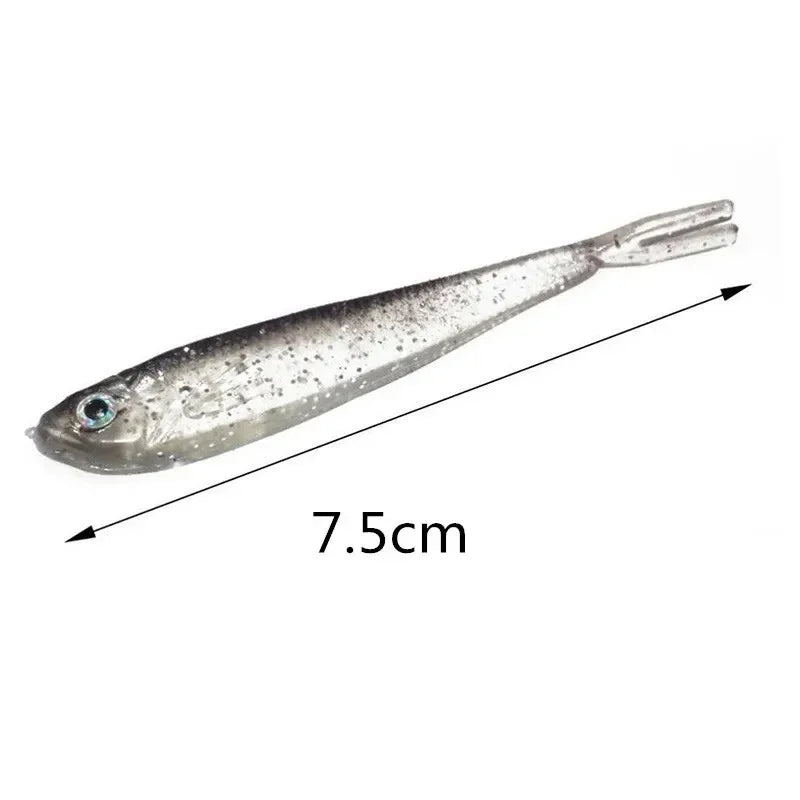 5-Pack Baitfish Soft Plastic Lures | 75mm / 2.2g | Finesse Minnow Baits