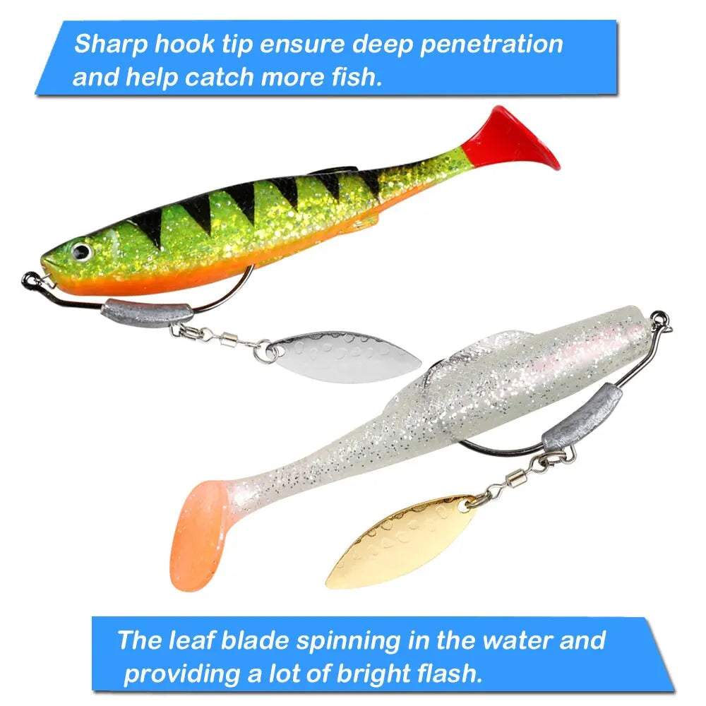 Jig Head Hooks with Spin Lock – Carbon Steel 10-Pack (2g / 3g / 4g) for Soft Plastics