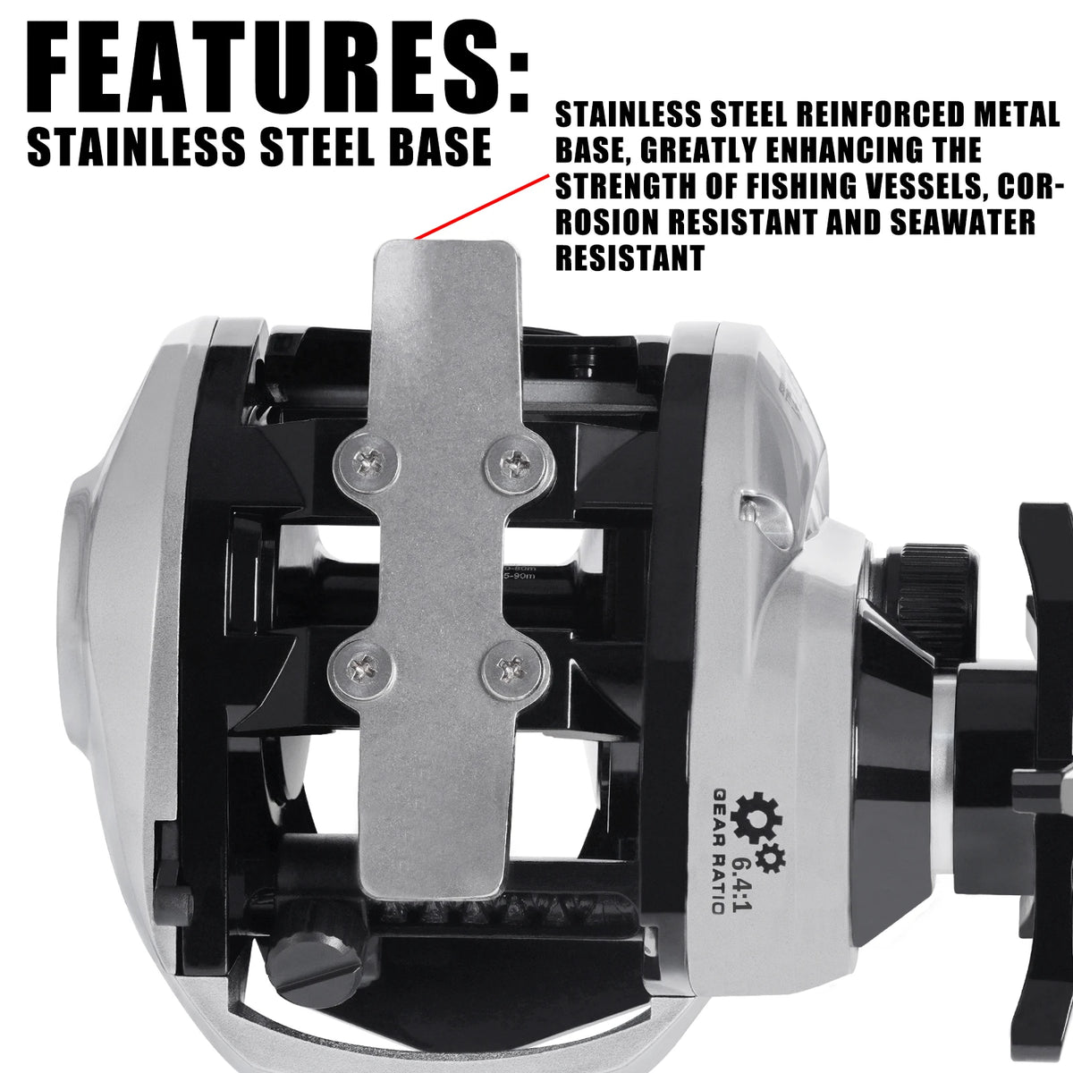 SAMOLLA Heavy-Duty Baitcasting Reel | 6.3:1 Gear Ratio | 15KG Max Drag | Waterproof | Saltwater & Catfishing Reel