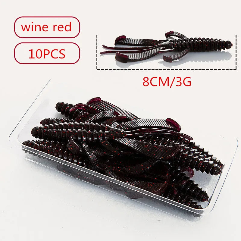 10-Pack Double-Tail Craw Soft Plastic Lures | 80mm 3g | Crayfish & Prawn Style Baits