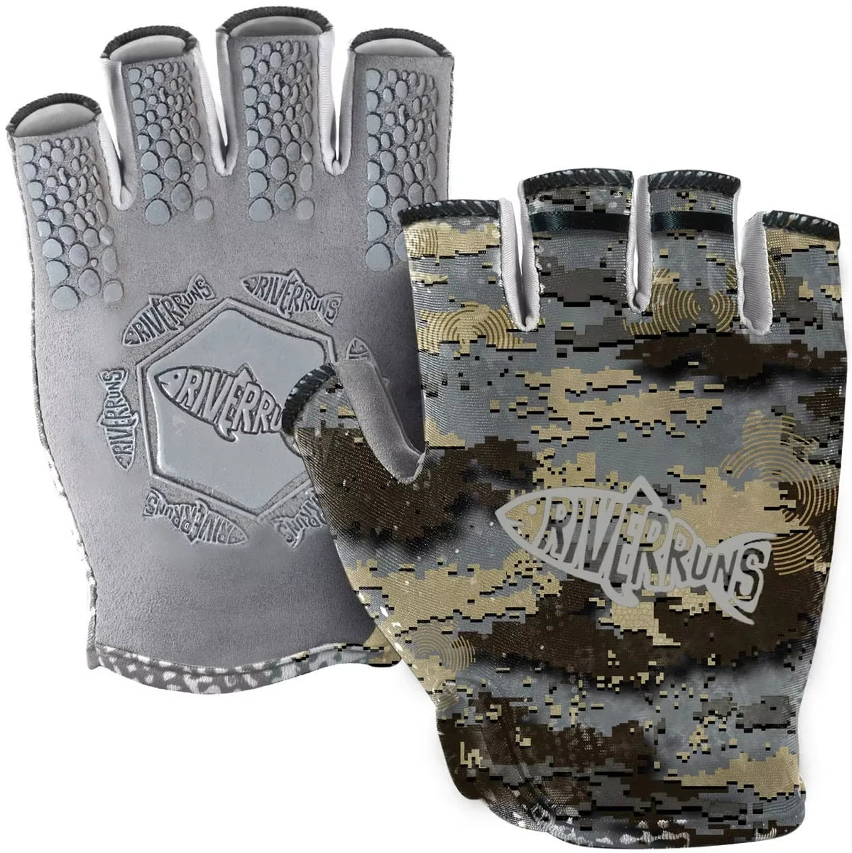 UPF 50+ Fingerless Fishing Gloves | Lightweight Sun Protection Gloves | Non-Slip Grip