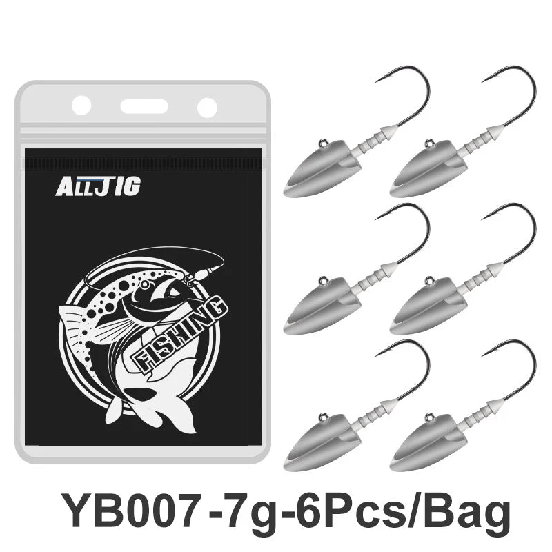 TEASER Bullet Jig Head Hooks | 6 Pack | 3.5–14g | Screw-Lock Soft Plastic Jig Heads