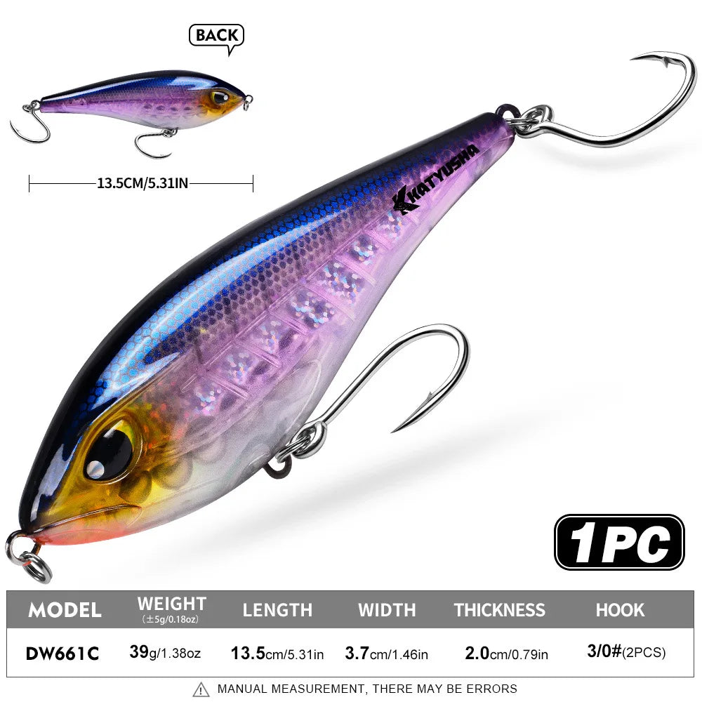 Heavy-Duty Sinking VIB Pencil Lure | 39g / 125g | Long-Cast Offshore Hard Bait