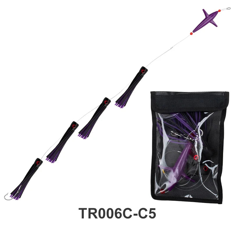 TEASER TR006-C Daisy Chain Bird Teaser | Feather Trolling Lure Set | Rigged Offshore Lure