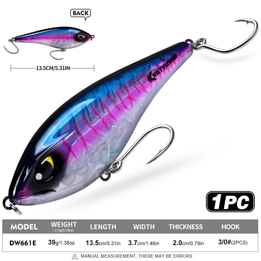 Heavy-Duty Sinking VIB Pencil Lure | 39g / 125g | Long-Cast Offshore Hard Bait