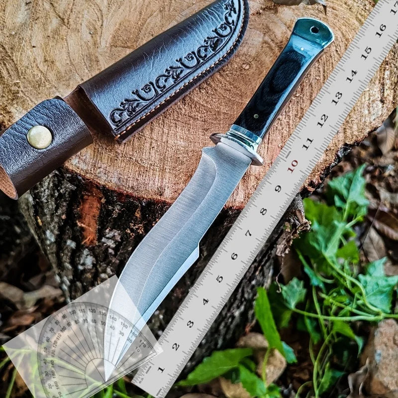 Fixed Blade Outdoor Knife | 3Cr Steel | Wooden Handle | 22cm Overall Length