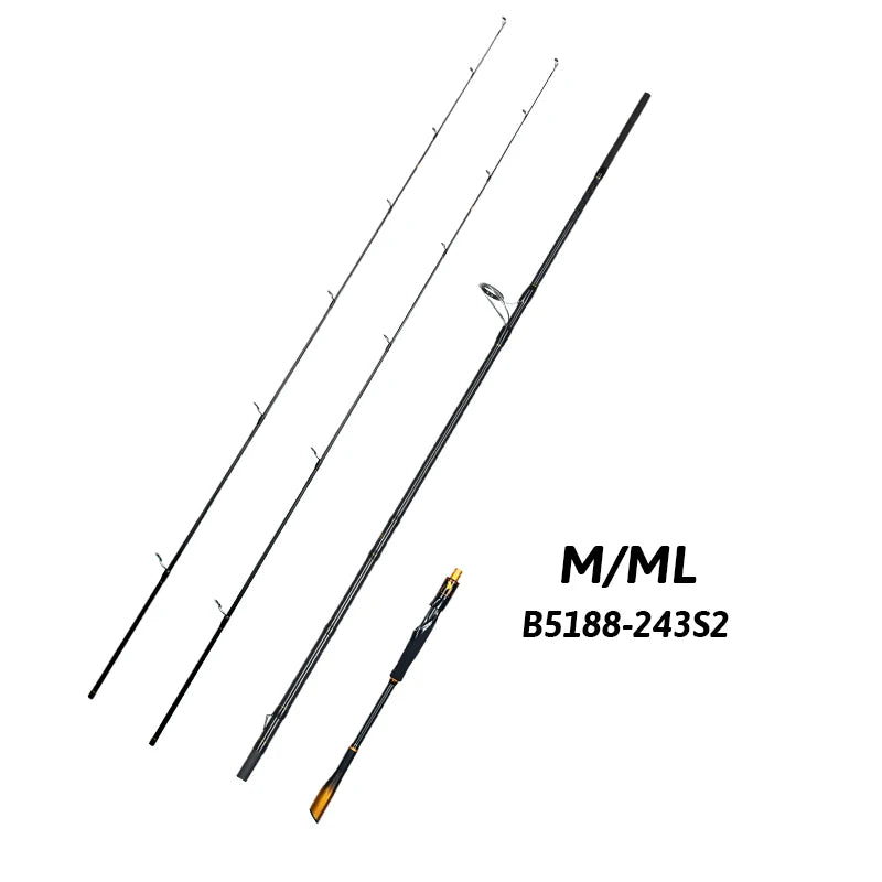 BIUTIFU 2-Tip Spinning & Baitcasting Rod – T1000 Carbon, Fuji Guides (1.8–2.7 m)