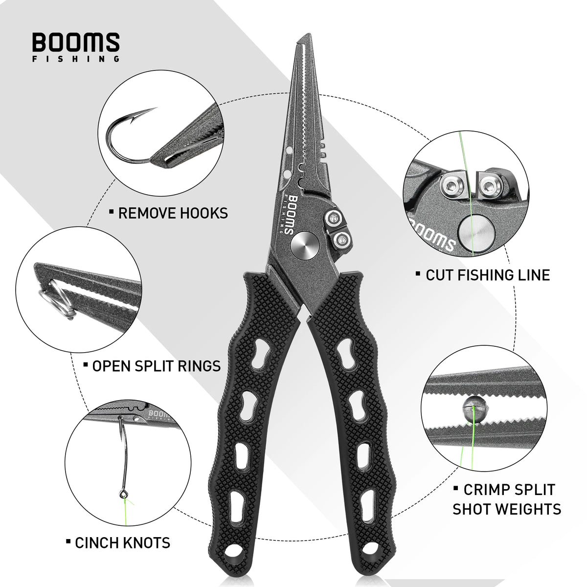 Booms Fishing G5F7 Pliers & Fish Gripper Set | Lanyard & Sheath | Fishing Tool Kit