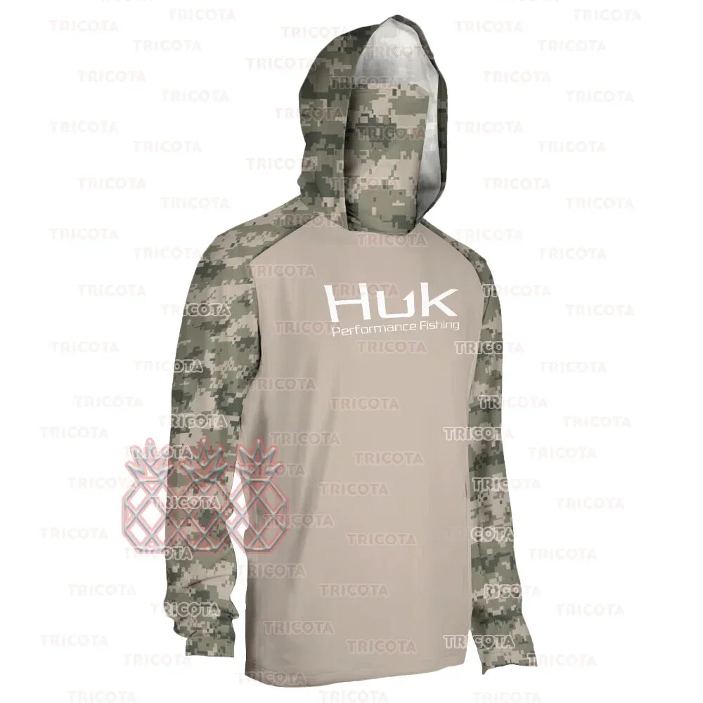 HUK Men’s Long Sleeve Camo Fishing Hoodie – UPF 50+ Sun Protection, Quick-Dry & Breathable