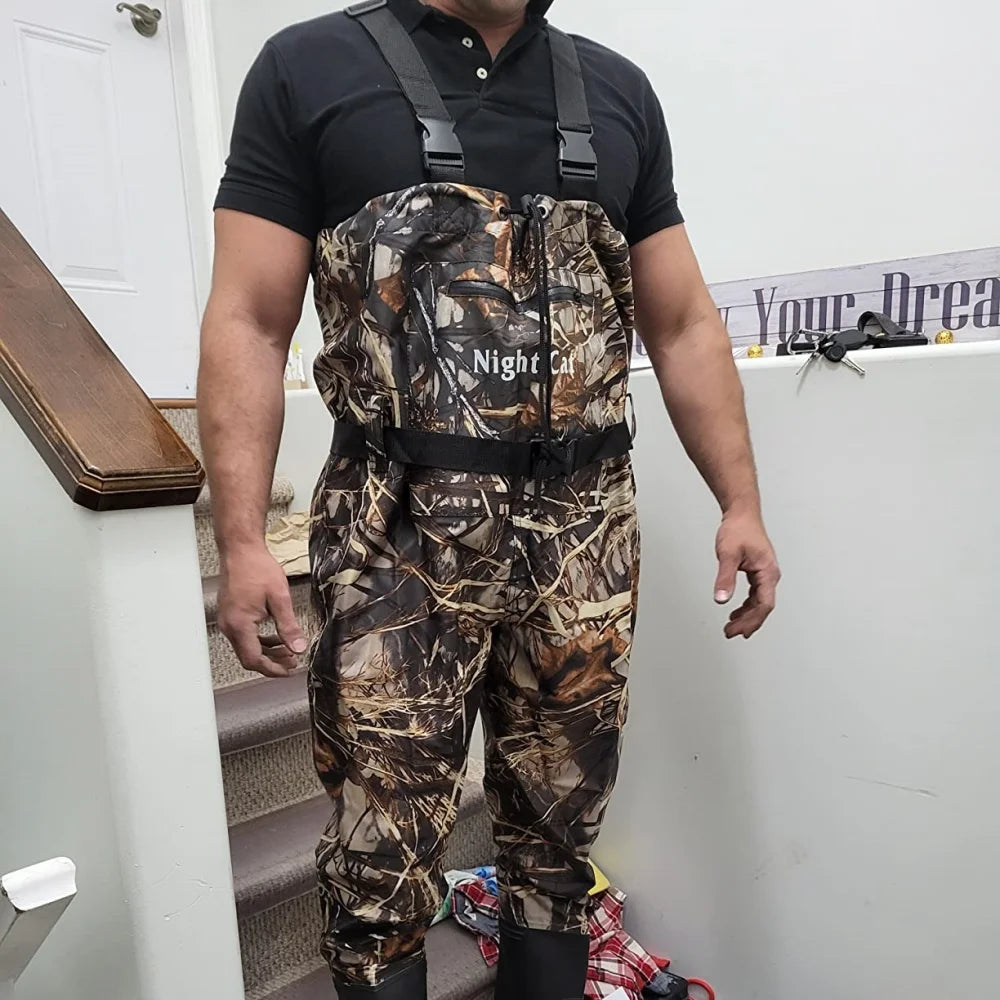 Night Cat Lightweight Waterproof Chest Waders with Boots | Adjustable Fishing Waders | Sizes 6.5–13