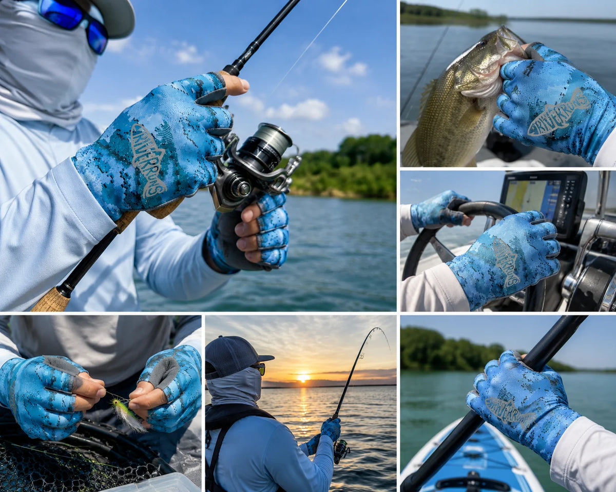 UPF 50+ Fingerless Fishing Gloves | Lightweight Sun Protection Gloves | Non-Slip Grip