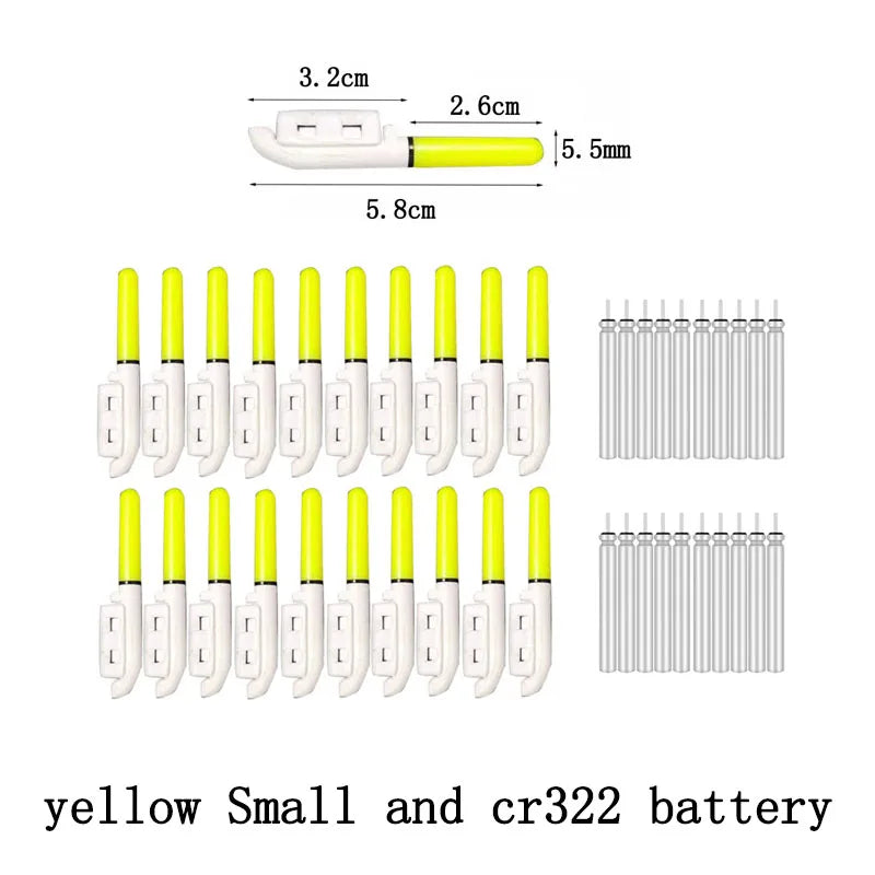 LED Fishing Light Sticks (20 Pack) | Includes Batteries | CR322/CR425 | Waterproof Clip-On Night Glow Lamps