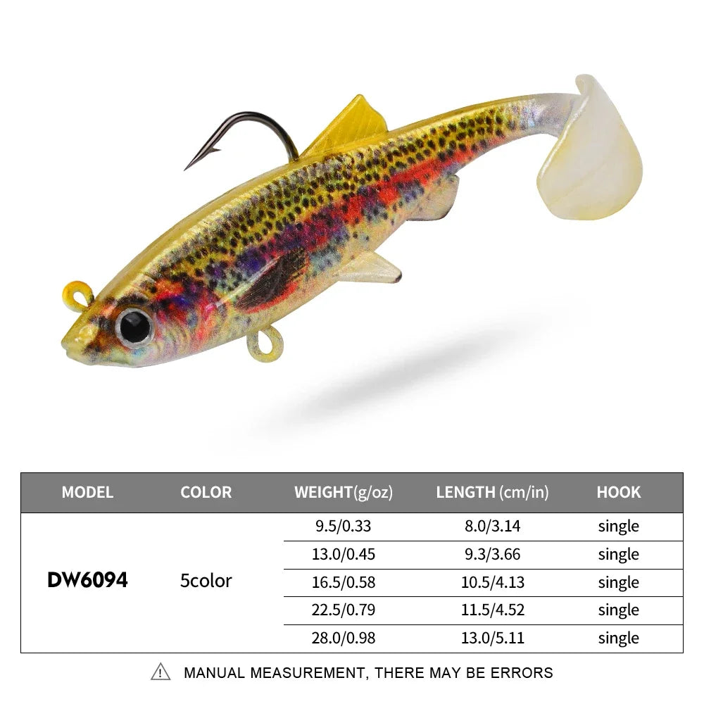 PROBEROS Paddle Tail Soft Swimbaits | 5 Pack | 80–130mm | 9.5–28g