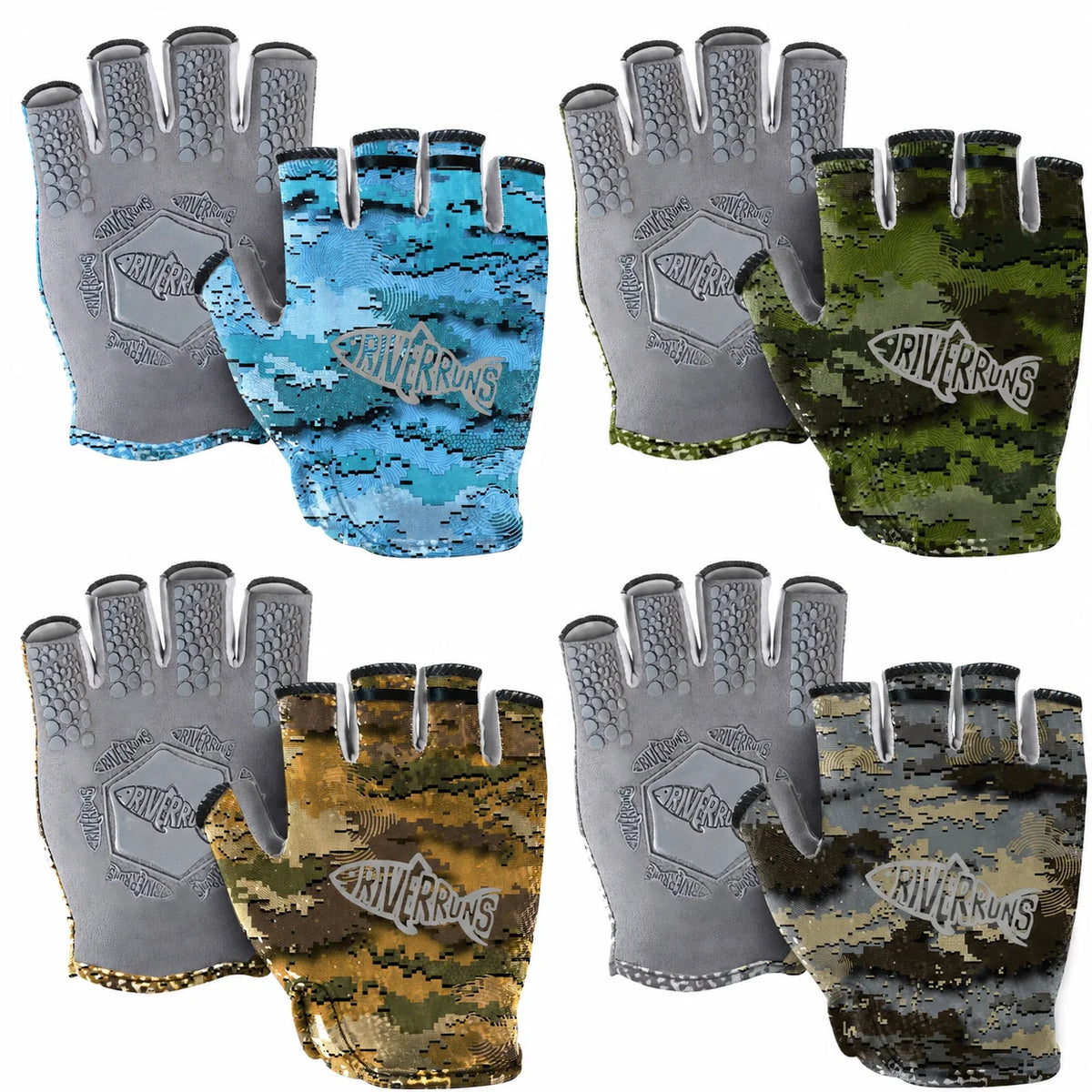 UPF 50+ Fingerless Fishing Gloves | Lightweight Sun Protection Gloves | Non-Slip Grip