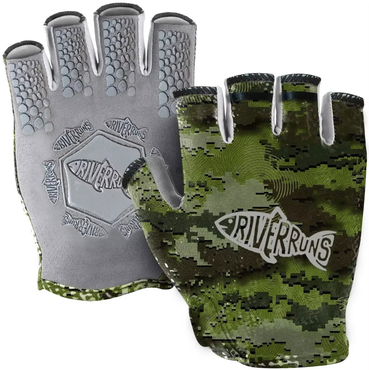 UPF 50+ Fingerless Fishing Gloves | Lightweight Sun Protection Gloves | Non-Slip Grip