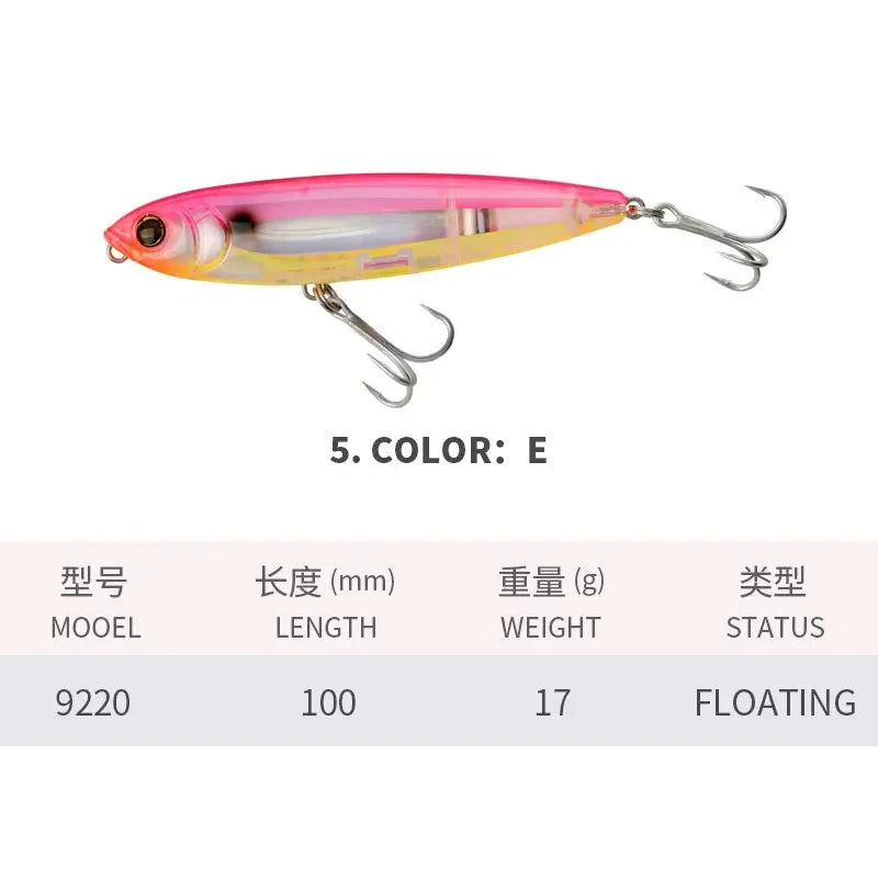 KNCONAN 100mm Topwater Pencil Lure | 17g Floating Walk-The-Dog Hardbody