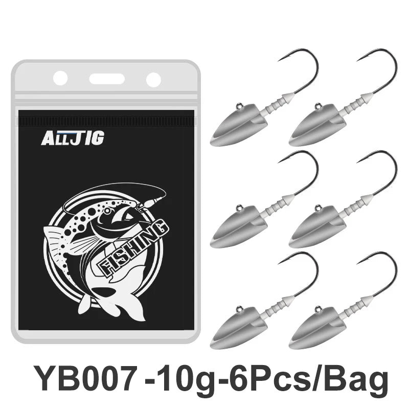 TEASER Bullet Jig Head Hooks | 6 Pack | 3.5–14g | Screw-Lock Soft Plastic Jig Heads