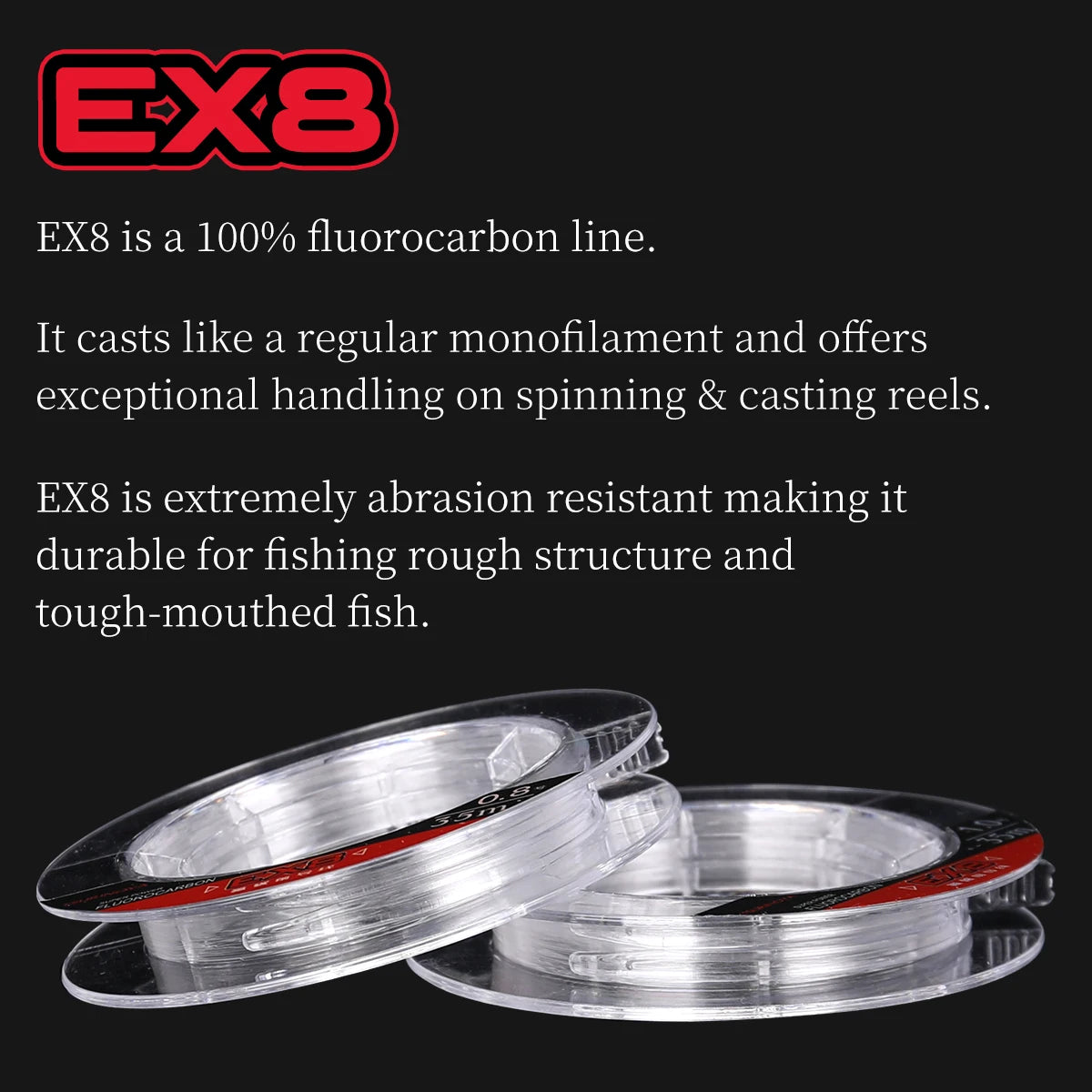 TSURINOYA EX8 100% Fluorocarbon Fishing Line | 35m