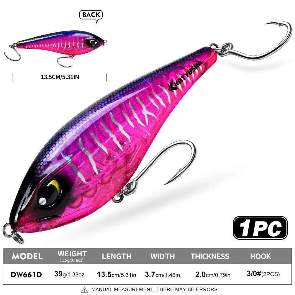 Heavy-Duty Sinking VIB Pencil Lure | 39g / 125g | Long-Cast Offshore Hard Bait