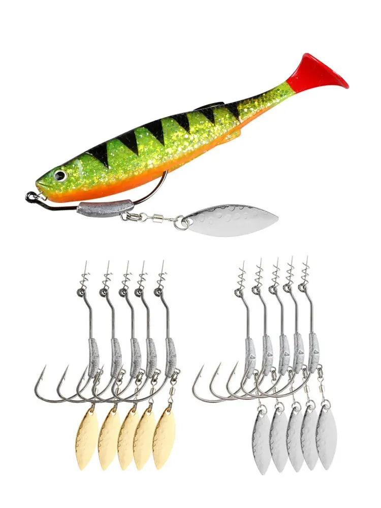 Jig Head Hooks with Spin Lock – Carbon Steel 10-Pack (2g / 3g / 4g) for Soft Plastics