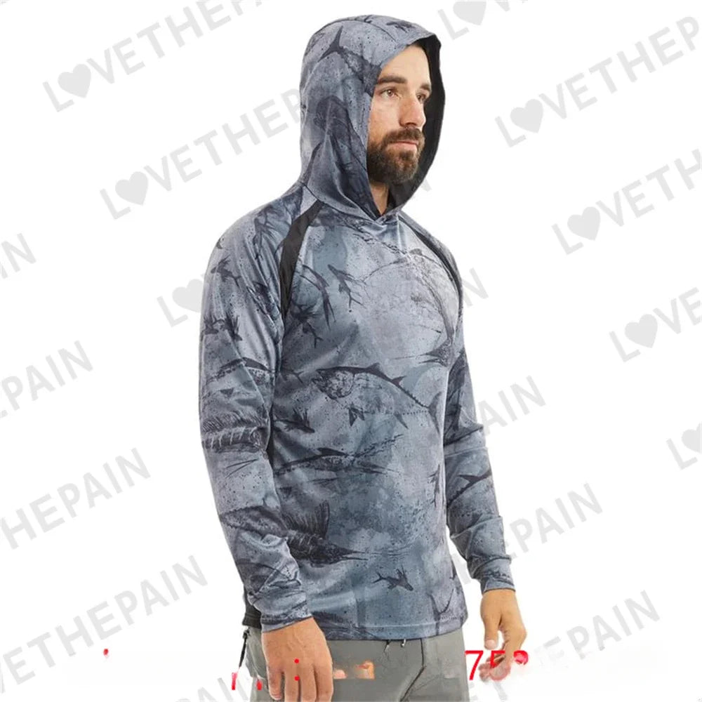 Men’s UPF50+ Fishing Hoodie | Long Sleeve Sun Protection Shirt | Breathable Summer Angling Wear