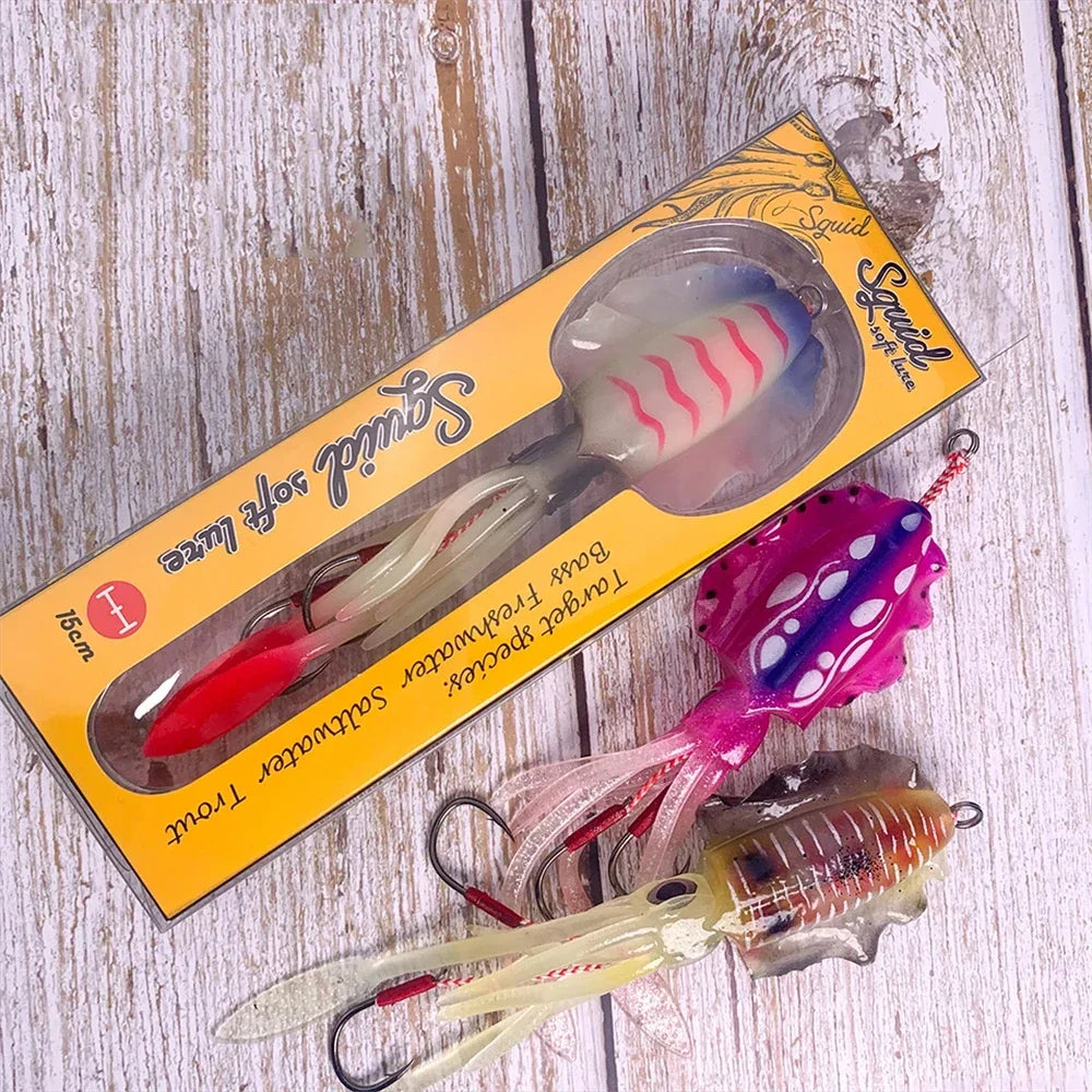 ZUKIBO Luminous Squid Soft Bait | 60g Octopus Head Jig | UV Glow | Deep Sea Trolling & Boat Fishing Lure