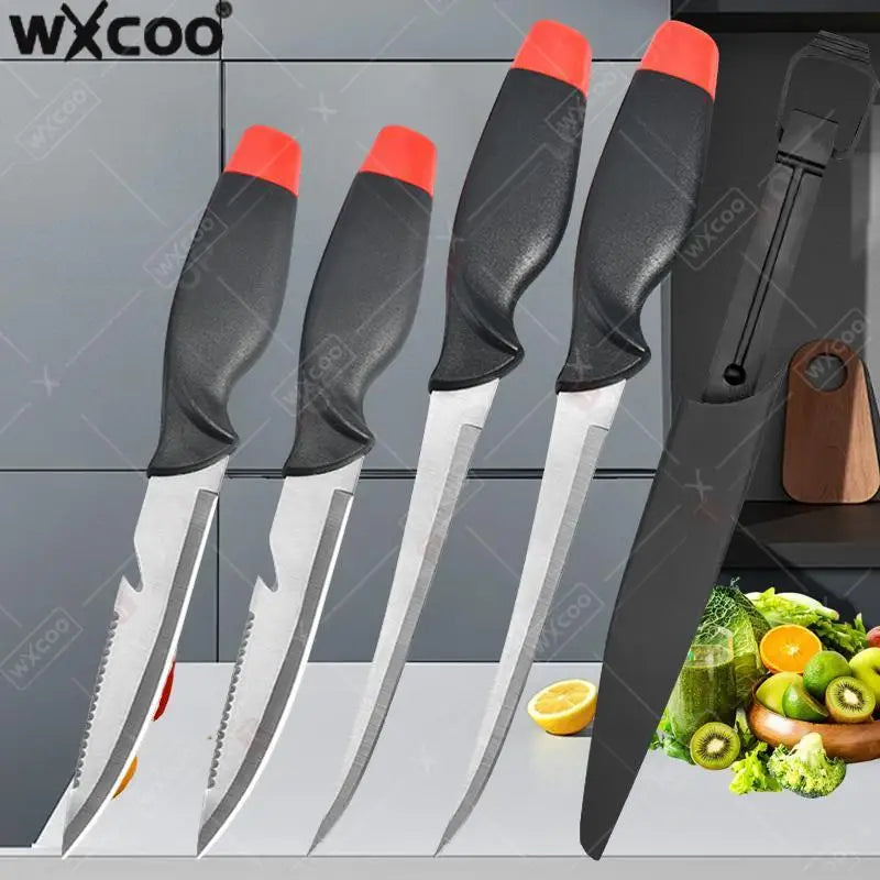 WXCOO Stainless Steel Fish Fillet Knife with Sheath | Multipurpose Cutting Knife