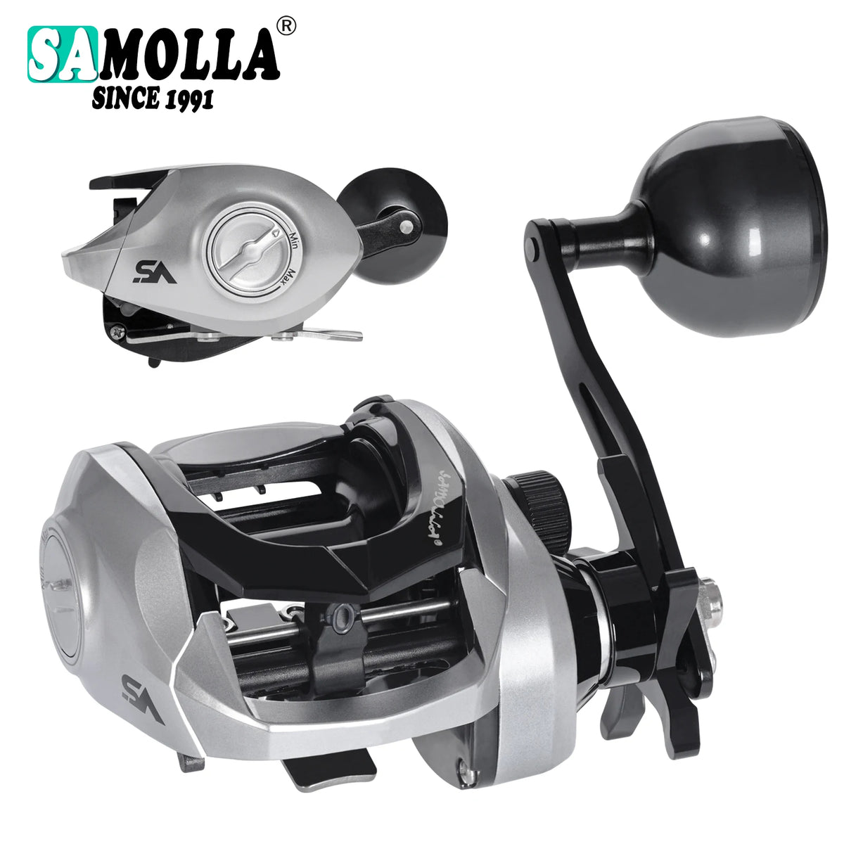 SAMOLLA Heavy-Duty Baitcasting Reel | 6.3:1 Gear Ratio | 15KG Max Drag | Waterproof | Saltwater & Catfishing Reel