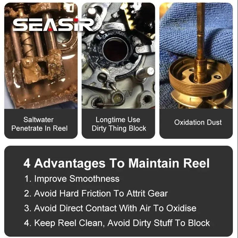 SEASIR Fishing Reel Maintenance Kit | Protective Grease 20ml + Lubricant Oil 20ml (2pcs)