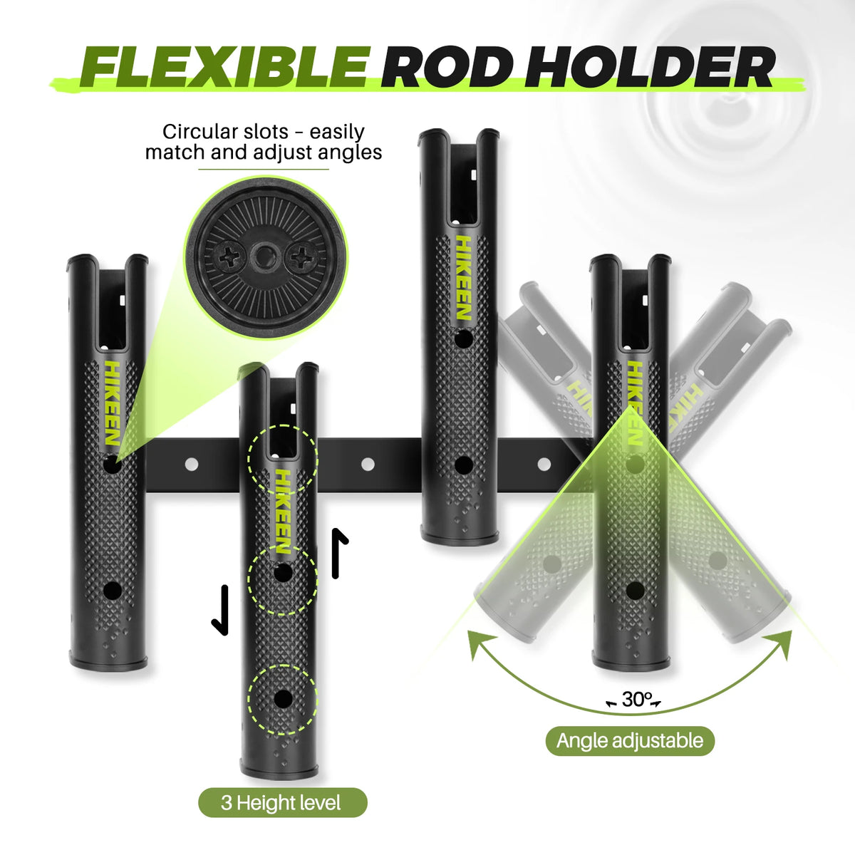 HIKEEN Adjustable 4-Tube Fishing Rod Holder | Wall-Mounted Boat & Garage Rod Rack