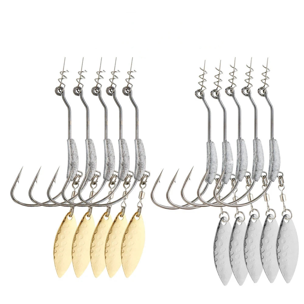 Jig Head Hooks with Spin Lock – Carbon Steel 10-Pack (2g / 3g / 4g) for Soft Plastics