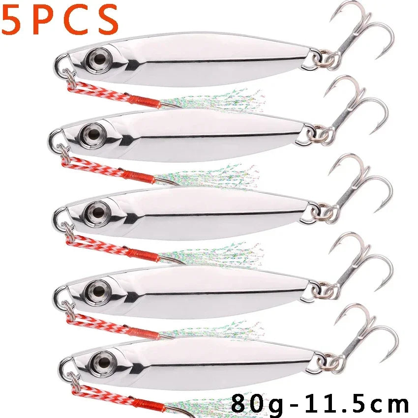 5-Piece Slow Jigging Lure Set β 60β100 g Metal Jigs (Saltwater Ready)