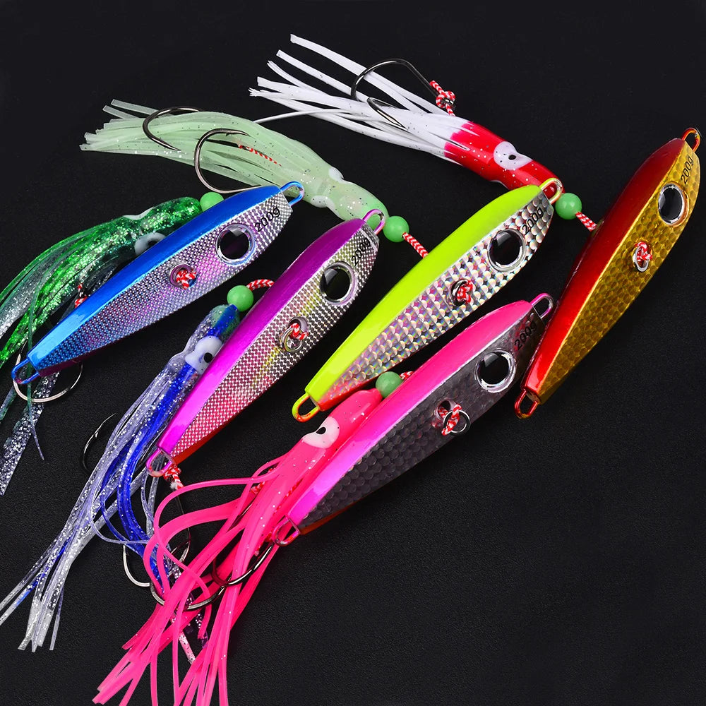 PROBEROS Squid Skirt Slow Jig | 60–200g | Luminous Assist Hook Metal Jig
