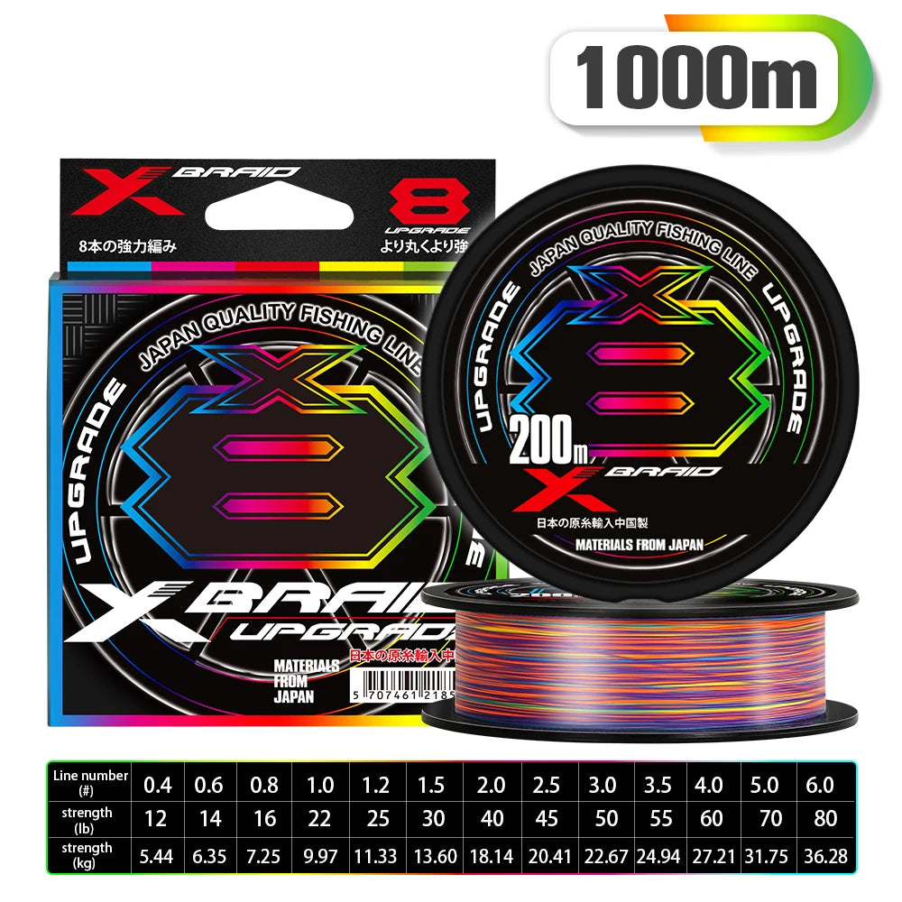X-Braid Upgrade X8 Multicolour Braided Fishing Line | 8-Strand | 300m / 500m / 1000m