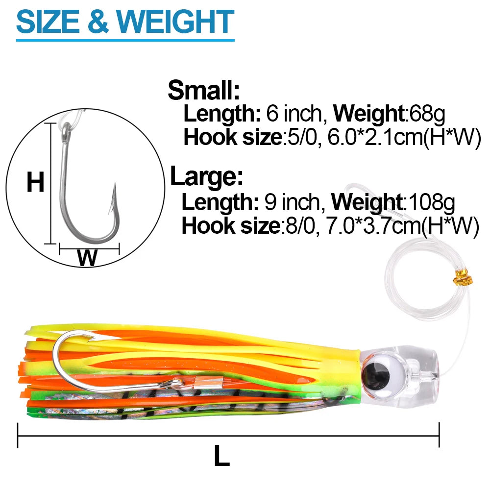 Trolling Skirt Tuna Lures (3-Pack) | 68g / 108g | Rigged Big Game Lures