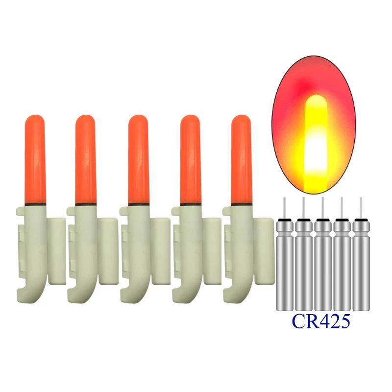 Electronic Fishing Glow Sticks (5-Pack) | Includes 5× CR425 Batteries | Waterproof LED Bite Indicators