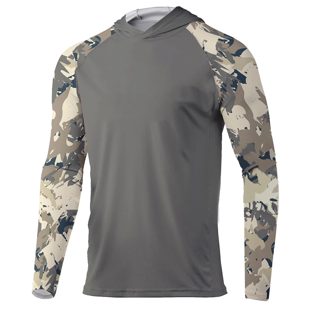 Men’s Camouflage Fishing Hoodie | UPF50+ Long Sleeve Sun Protection Fishing Shirt