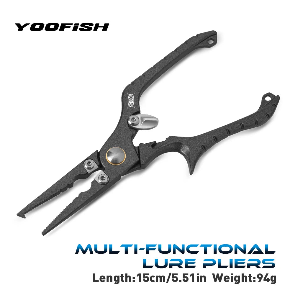 YOOFISH Multifunction Fishing Pliers | 15cm Stainless Steel | Split Ring & Hook Remover